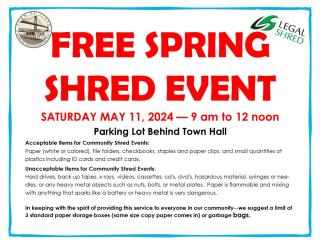 FREE SPRING SHRED EVENT - SATURDAY, MAY 11 9AM-NOON