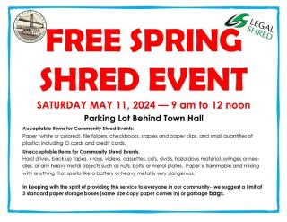 SHRED IT EVENT! Saturday, May 11th 9am-Noon