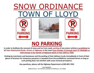 Town of Lloyd Parking Ordinance Snow