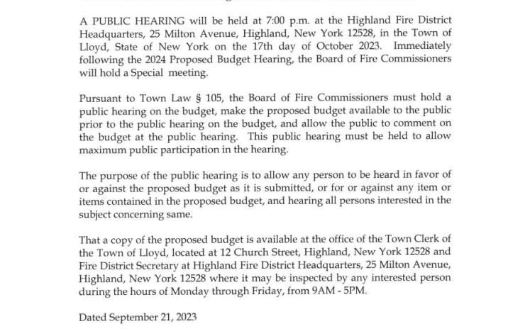2024 Proposed budget public hearing