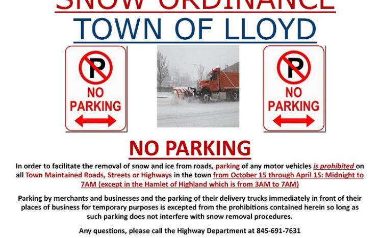 Town of Lloyd Parking Ordinance Snow